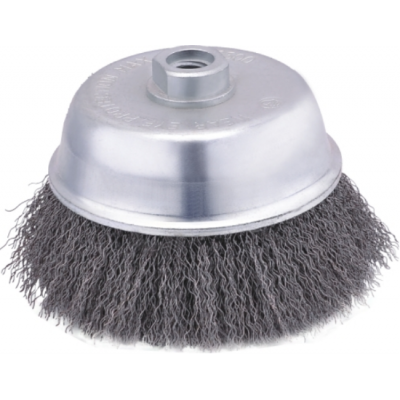 cup brush, crimped, heavy duty